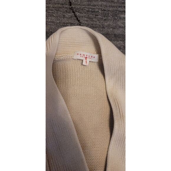 DEMYLEE Wool Cotton Blend Ivory Sweater Grandma Cardigan Sz M - Picture 2 of 4